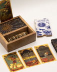 Caja de Tarot de Madera con Porta Cartas – Sol Místico (