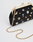 Bolso Terciopelo Negro Bordado Flores
