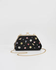 Bolso Terciopelo Negro Bordado Flores