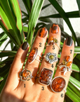 Anillos de ámbar y plata