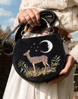 Bolso con bordado de ciervo y luna