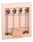 Set de 4 cucharillas doradas Luna y Estrella