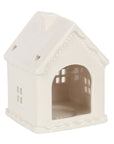 Portavelas casita de jengibre blanca