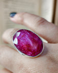 Anillo cuarzo rubí y plata adaptable