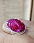 Anillo cuarzo rubí y plata adaptable