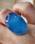 Anillo ágata azul y plata adaptable