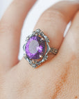 Anillo de Amatista en Plata – Calidad Extra y Adaptable – Protección, Calma y Espiritualidad