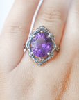 Anillo de Amatista en Plata – Calidad Extra y Adaptable – Protección, Calma y Espiritualidad