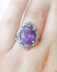 Anillo de Amatista en Plata – Calidad Extra y Adaptable – Protección, Calma y Espiritualidad
