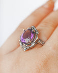 Anillo de Amatista en Plata – Calidad Extra y Adaptable – Protección, Calma y Espiritualidad