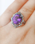 Anillo de Amatista en Plata – Calidad Extra y Adaptable – Protección, Calma y Espiritualidad