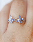 Anillo de Tanzanita con Mariposas en Plata – Transformación, Intuición y Renacimiento