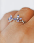 Anillo de Tanzanita con Mariposas en Plata – Transformación, Intuición y Renacimiento