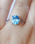 Anillo de Topacio Azul en Plata – Calidad Extra y Adaptable – Claridad, Calma y Comunicación