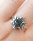 Anillo Estrella de Ágata Musgo en Plata – Armonía, Esperanza y Energía de la Tierra