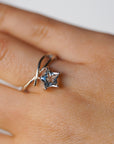 Anillo Estrella de Cuarzo Cristal Ajustable de Plata