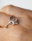 Anillo Estrella de Cuarzo Cristal Ajustable de Plata