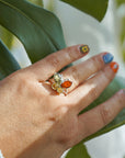 Anillo mariposa de ámbar y plata
