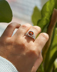 Anillo reloj de ámbar y plata