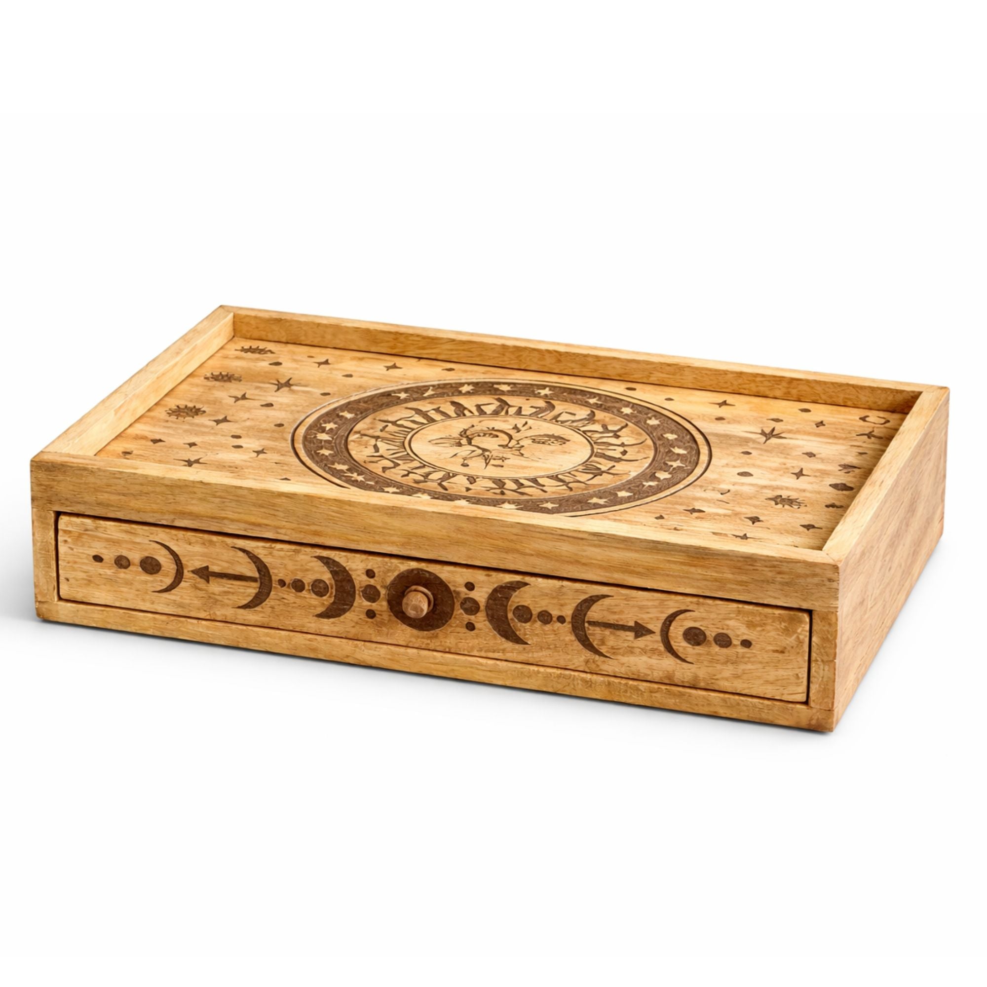 Caja para Tarot – Sol y Luna con Cajón