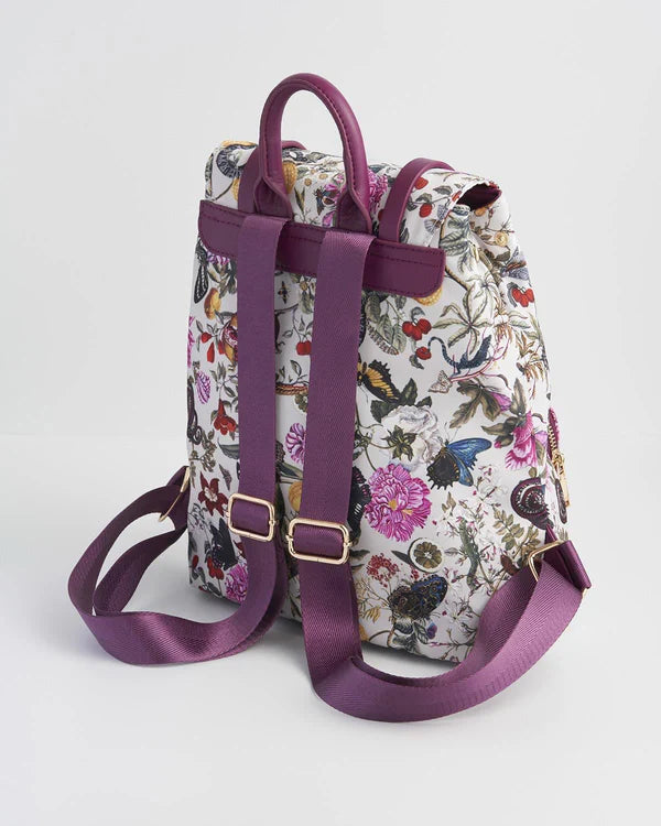Mochila Mini Floral - Ciruela