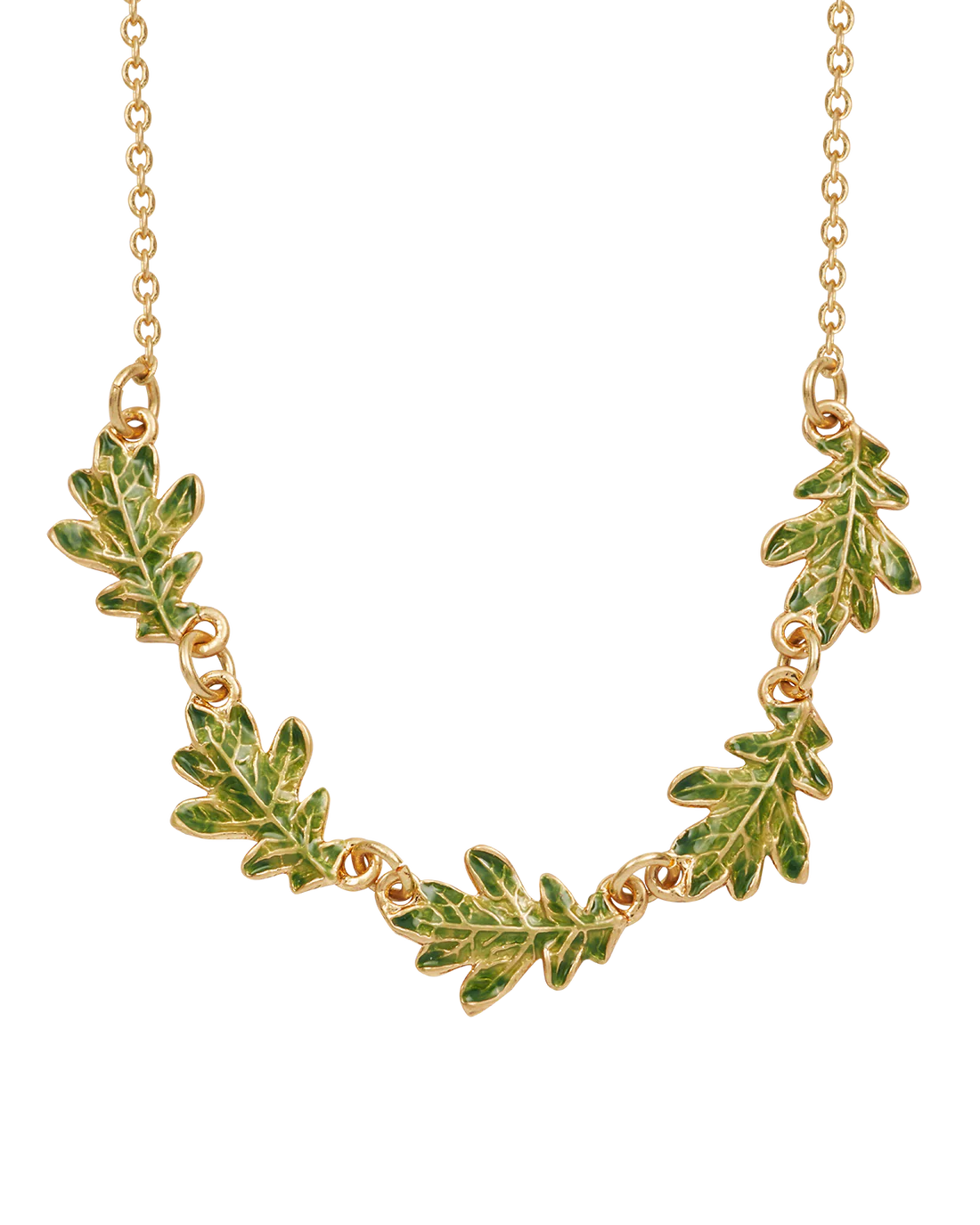 Collar Hojas Roble Dorado