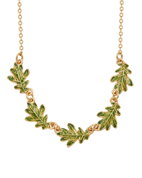 Collar Hojas Roble Dorado