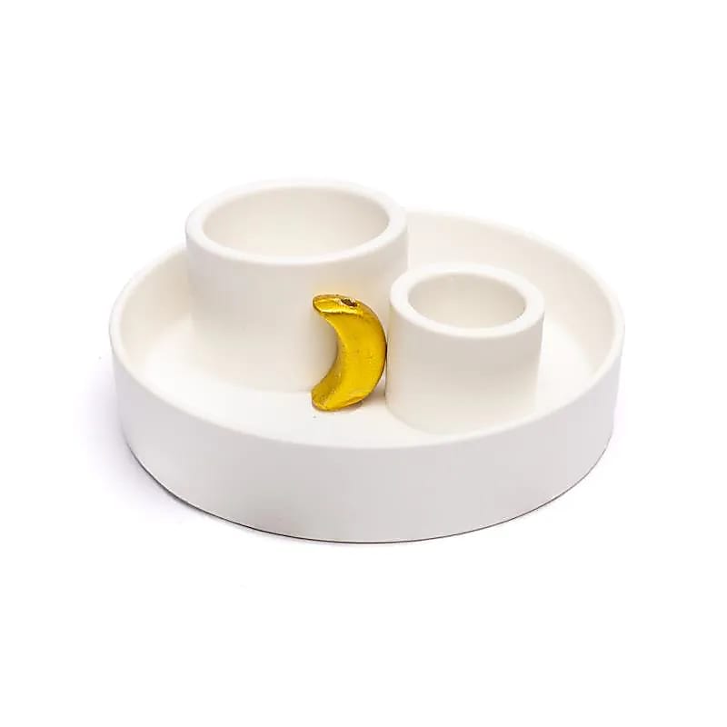Quemador de Incienso Cerámico Luna Blanca para Palo Santo