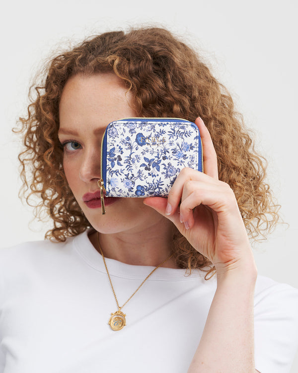 Cartera monedero pequeña Agnes Ditsy azul