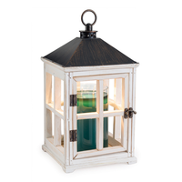 FAROL MADERA para velas perfumadas blanco lavado