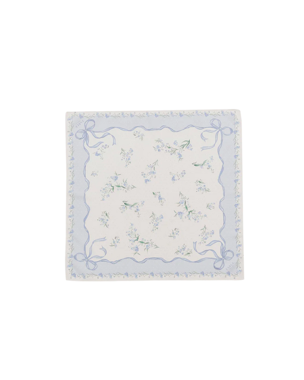 Pañuelo cuadrado de lazo azul y flores