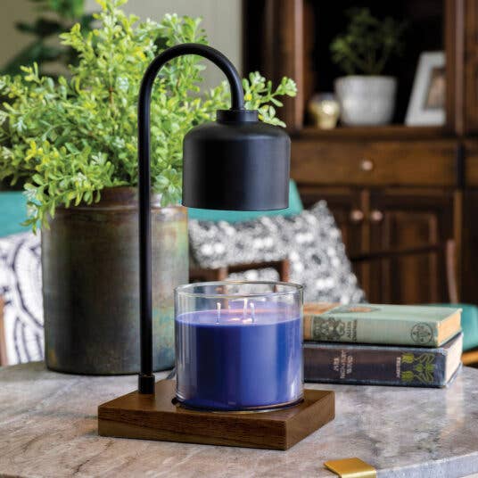 Lámpara arqueada negro/madera
