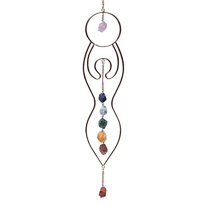 Colgante de Ventana Diosa de la Luna y Piedras Chakra