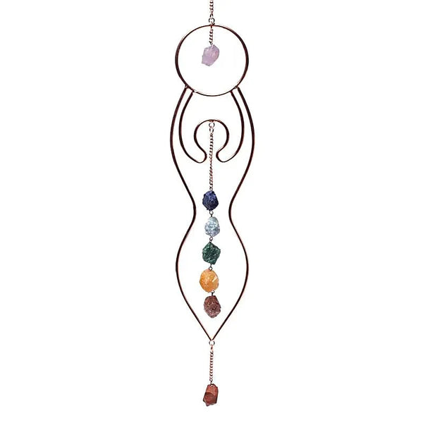 Colgante de Ventana Diosa de la Luna y Piedras Chakra