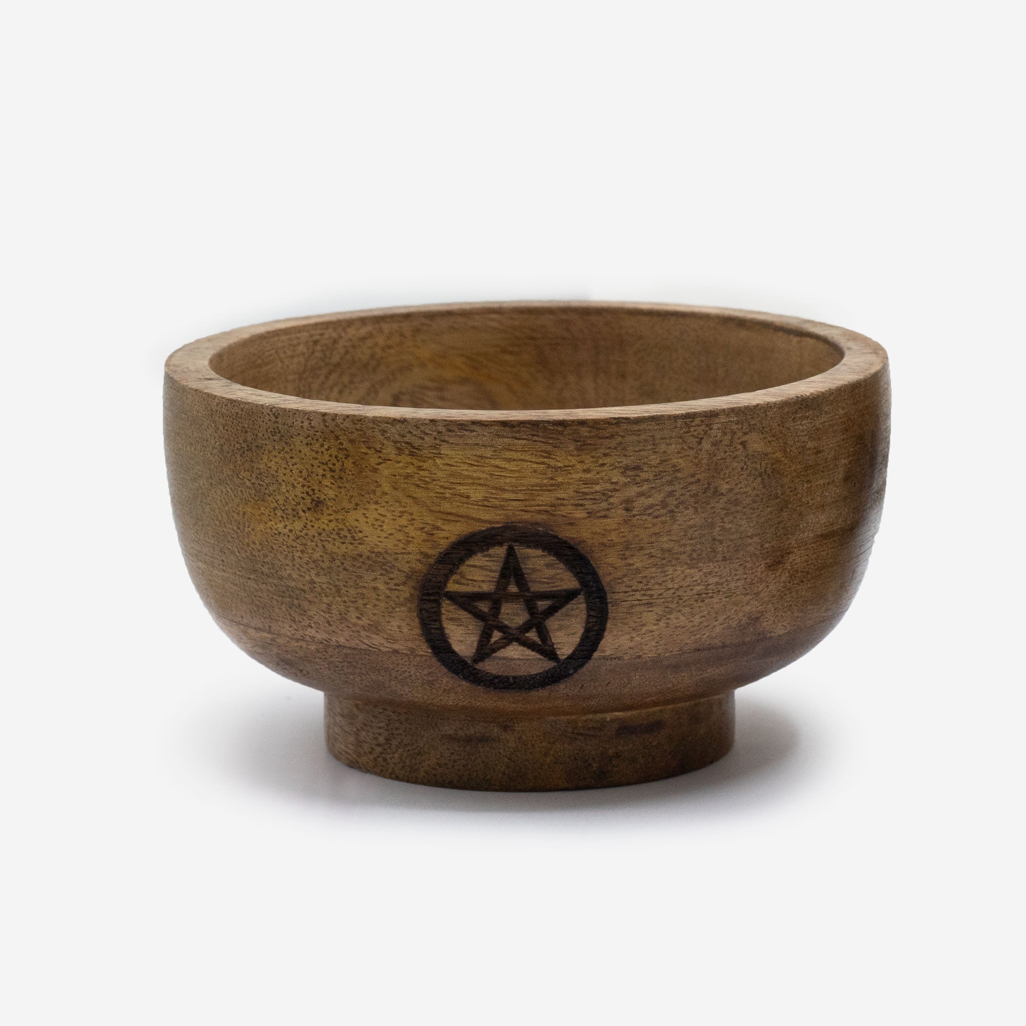 Cuenco de Madera – Ankh, Triple Luna y Pentagrama