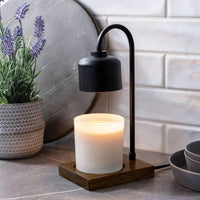 Lámpara arqueada negro/madera