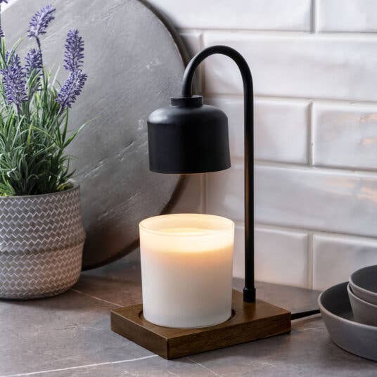 Lámpara arqueada negro/madera