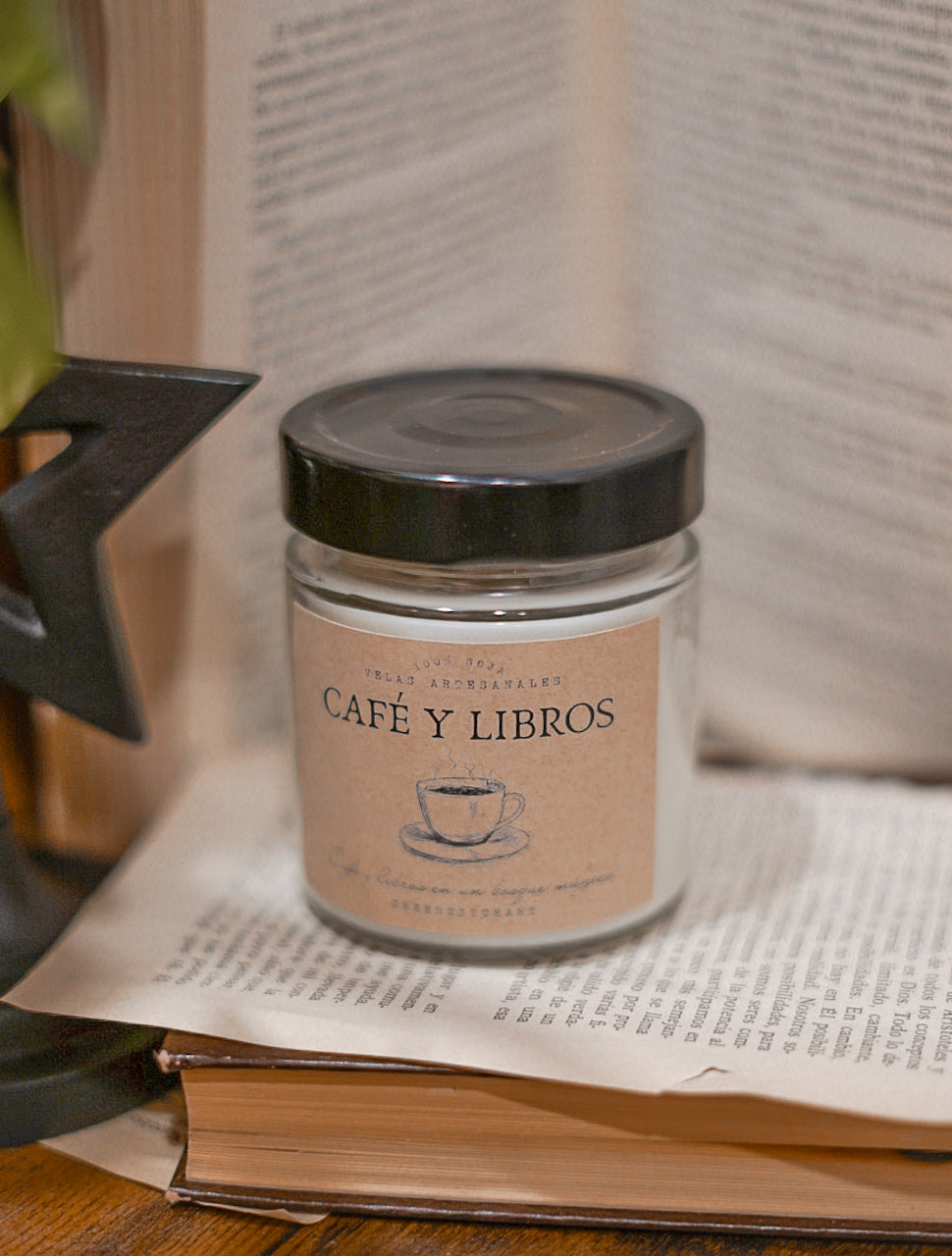 Vela café y libros