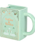 Taza verde en forma de libro