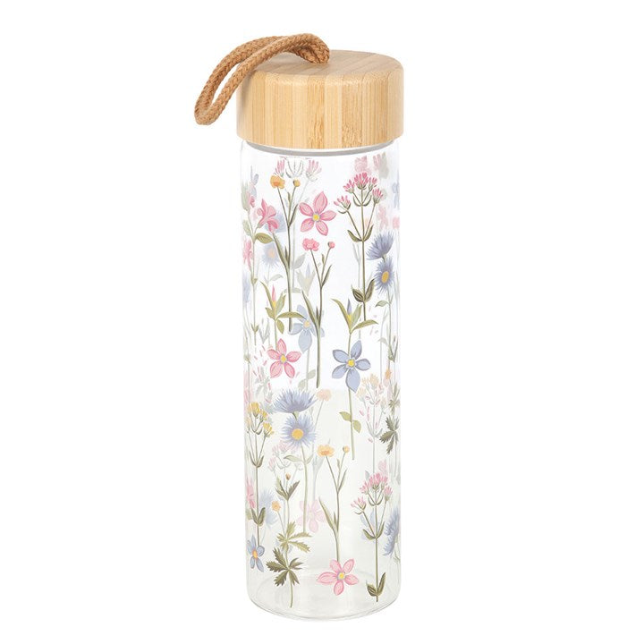 Botella de vidrio floral