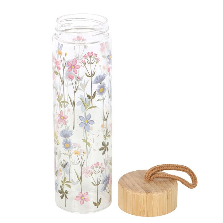 Botella de vidrio floral