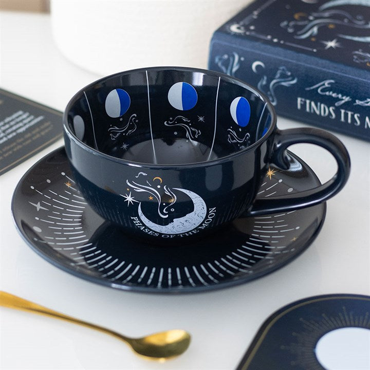 Taza de las fases lunares con plato