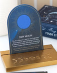 Set de cartas de las fases lunares con soporte