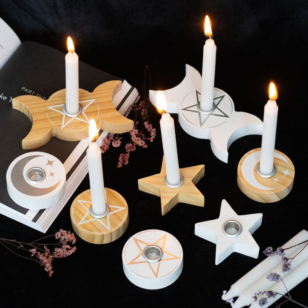 Soportes de madera para velas