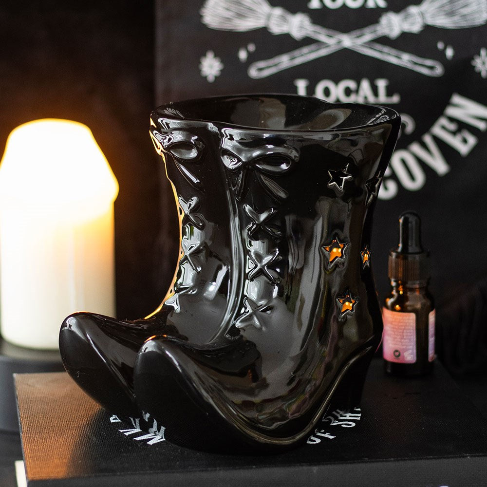 Quemador de aceite de cerámica «Botas de bruja negras»