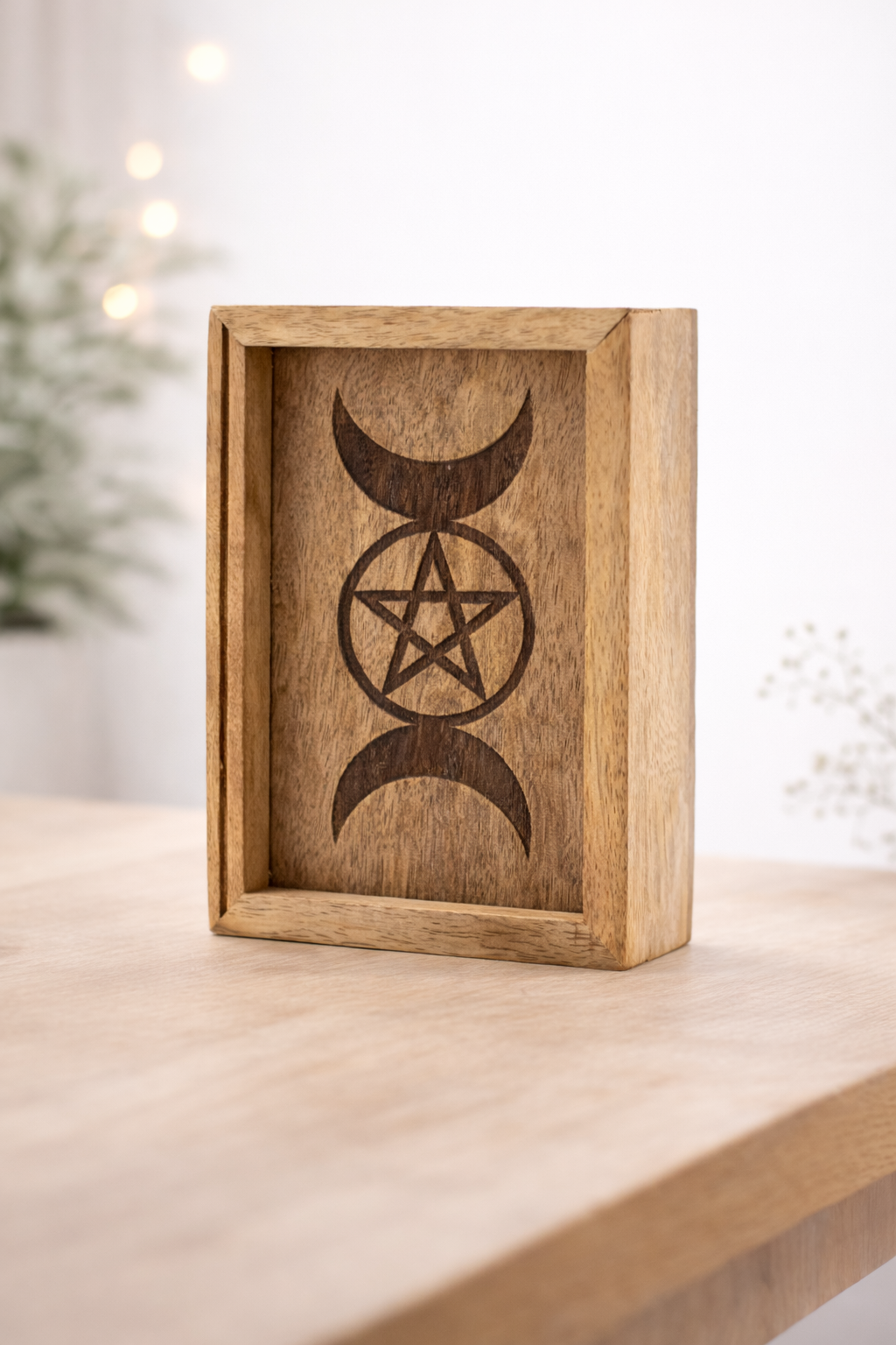 Caja de Tarot de Madera con Porta Cartas