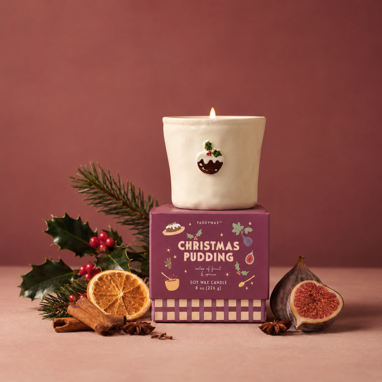 Vela Bistro Pudin de Navidad en cerámica · Frutas y especias · 226 g