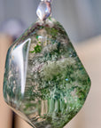 Cuarzo chamánico - abalorios en plata - verde