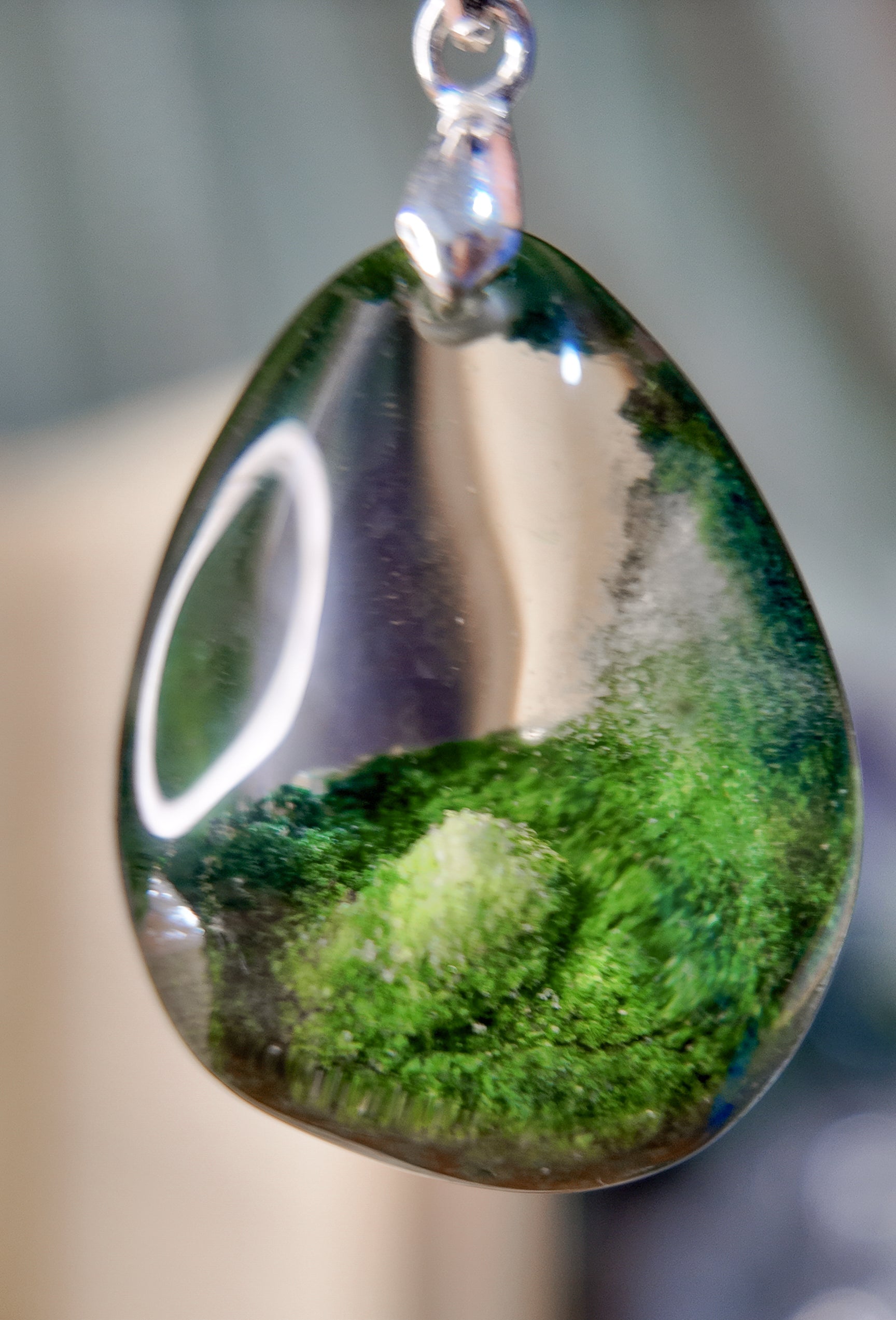 Cuarzo chamánico - abalorios en plata - verde