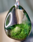Cuarzo chamánico - abalorios en plata - verde